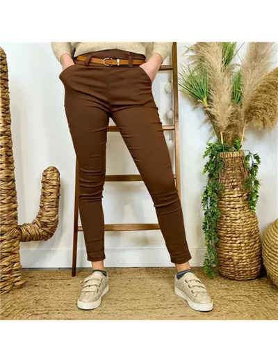 L799- Pantalon Stretch (T36-T46) 🇮🇹 (marron)