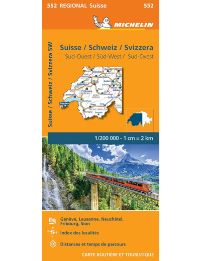 CARTE REGIONALE SUISSE / SCHWEIZ / SVIZZERA SUD-OUEST / SUD-WEST / SUD-OVEST