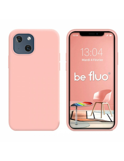 Coque Silicone Moxie BeFluo Fine et Légère pour iPhone 14 Plus, Intérieur Microfibre - Rose clair