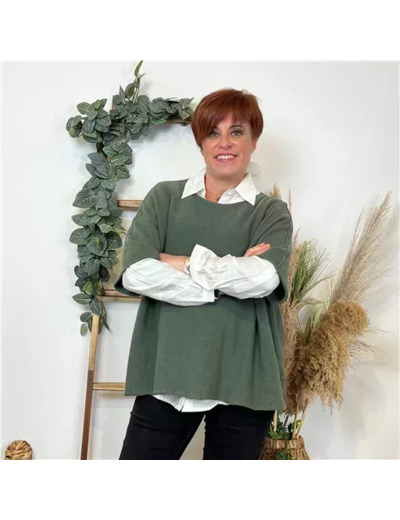 K566- Pull loose Crop-Top (Tu) 🇮🇹 (kaki)