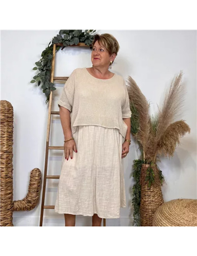 K194- Robe Crop-Top (Tu) (beige)