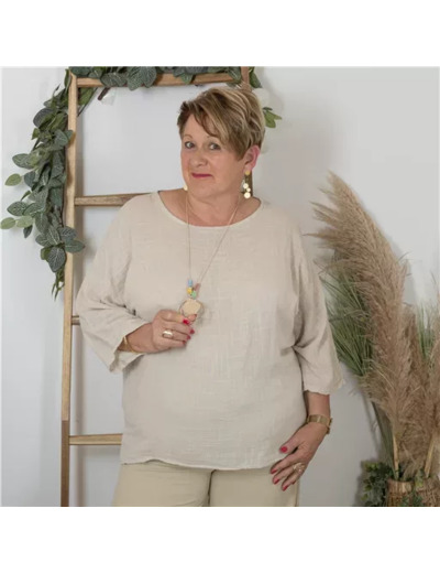 K759- Tunique 100% coton (Tu) (beige)