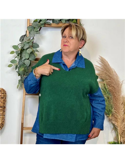 K122- Pull sans manches (Tu) (vert brésil)