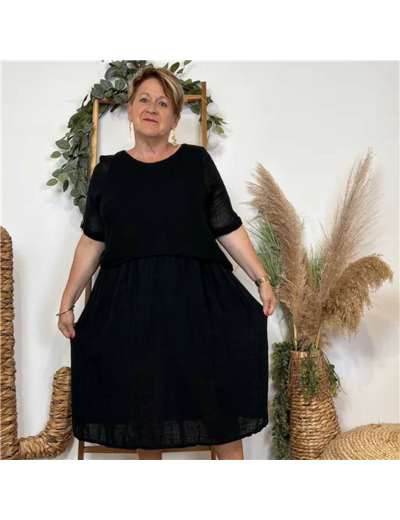 K194- Robe Crop-Top (Tu) (noir)