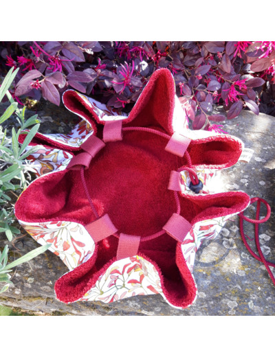 Tapis pieds au sec - Floral rouge et moutarde - Rouge