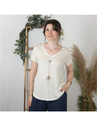 K177- T-Shirt « Girafe» (Tu) 🇮🇹 (beige)