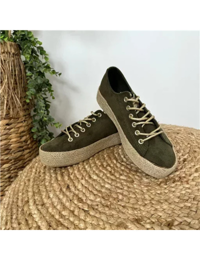R472- Tennis Lacets dorés (T36-T41) (kaki)