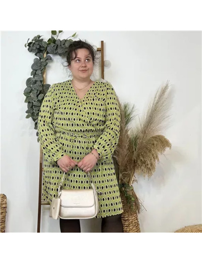 K591- Robe Akoz Losanges (T42-T48) (vert anis)