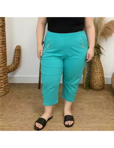 T581- Pantacourt stretch uni JST (T38-T52) (vert clair)