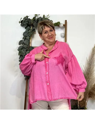 K371- Chemise Loose étoilée ⭐ (Gt) (fuchsia)