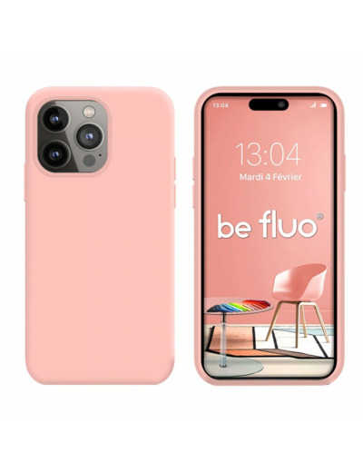 Coque Silicone Moxie BeFluo Fine et Légère pour iPhone 14 Pro Max, Intérieur Microfibre - Rose clair