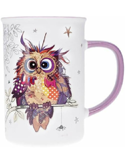 KIUB Grand mug avec des animaux - motif jeune chouette des bois - matière porcelaine fine - contenance 360ML