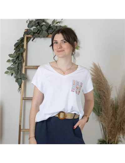 K176- T-Shirt "Timbres" (Tu) 🇮🇹 (blanc)