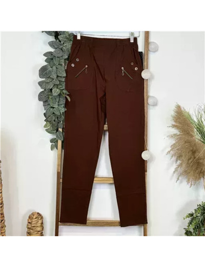 T578- Pantalon Confort Chaud (T38-T52) (marron)
