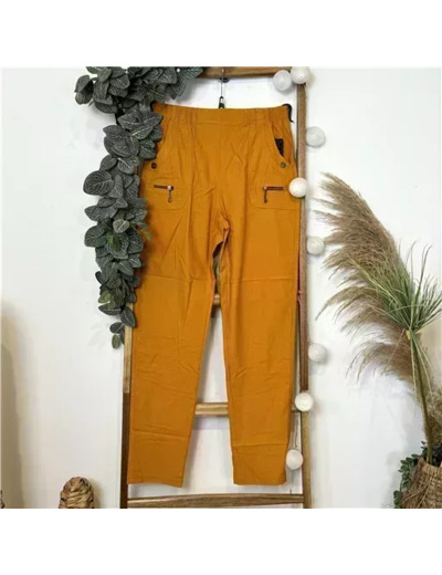 T580- Pantalon confort zips (T38-T52) (moutarde)