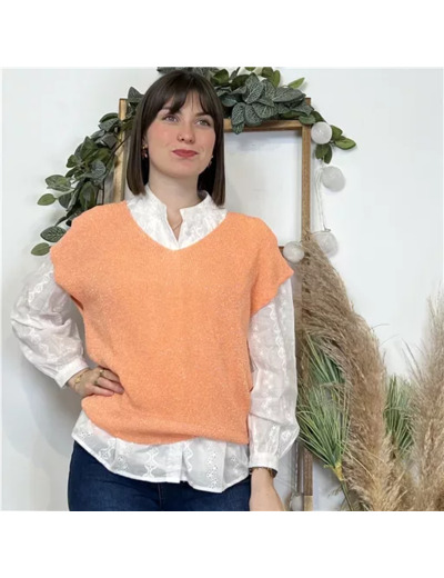 K506- Pull débardeur Lurex (Tu) (orange)