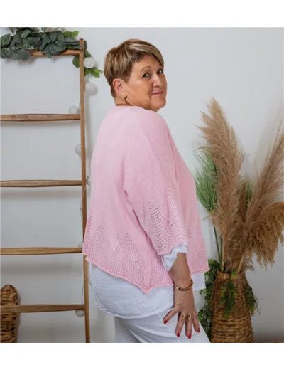 K407- Pull imprimé (Tu) 🇮🇹 (rose bébé)