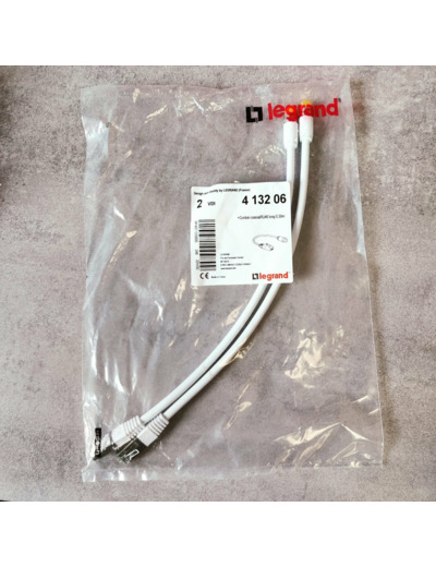 LEGRAND - Set de 2 Cordons de brassage coaxial / RJ45 - 4 132 06 - longueur 0,3m