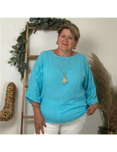 Z336- Tunique 100% coton (Tu) (bleu turquoise)