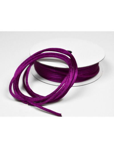 Cordon queue de rat 2 mm d'épaisseur bobine de 10 metres colori mauve