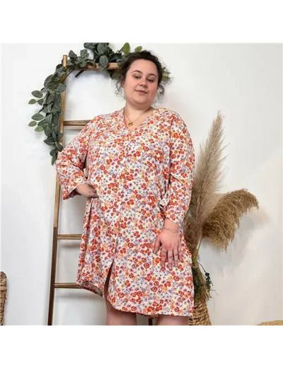 K480- Robe chemise "Coline" (orange)