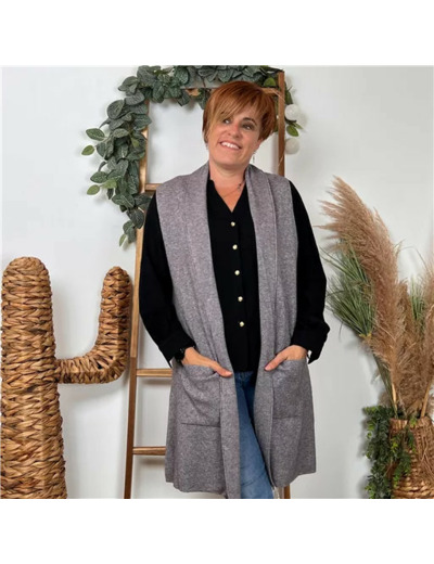 K067- Gilet sans manche "Maëlle" (Tu) (gris)