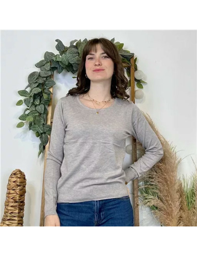 Y376- Pull FIN sans laine «Voggo» (T36-T48) (gris)
