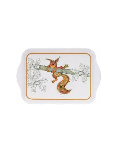 KIUB Mini Plateau avec des animaux - motif Ecureuil - mélamine de qualité - Taille Mini 14*21 CM