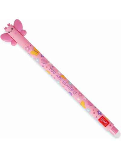 LEGAMI Butterfly - Stylo gel effaçable à bille à l'extrémité pour enlever l'encre sans abîmer la feuille - Encre rose sensible à la température - Pointe de 0,7 mm de diamètre