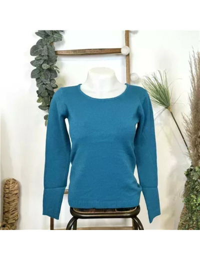 Y251- Pull Laine Cachemire "Tricotonic" (les T36&40) (bleu canard)