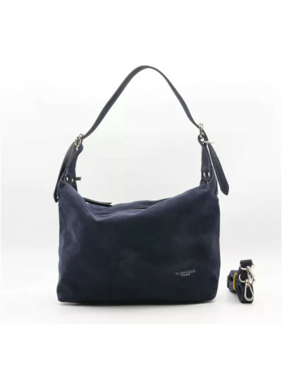 P402- Sac besace aspect Daim Flora & Co (marine)