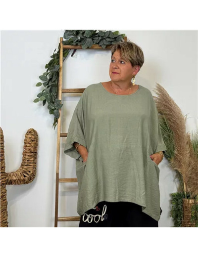 Z138- Tunique Oversize 2 Poches 🇮🇹 (kaki)