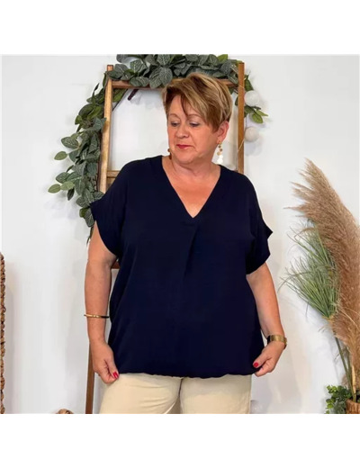 K189- Blouse boule unie (Tu) 🇮🇹 (marine)