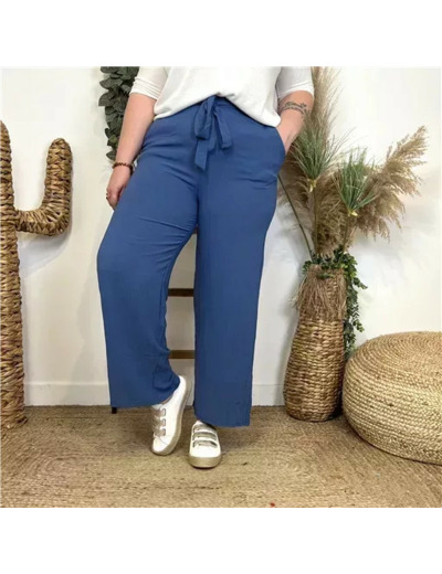 Z979- Pantalon flou large (T42/44-T54/56) (bleu indigo)