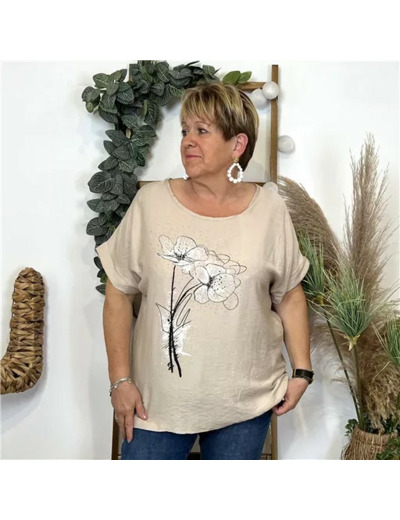 Z352- Tunique bouquet (Tu) 🇮🇹 (beige)