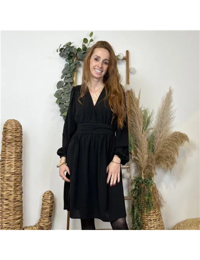 K717- Robe Maëlle unie (T36-T40) (noir)
