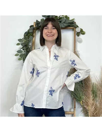 K527- Chemise brodée By One (T36-T40) (blanc)