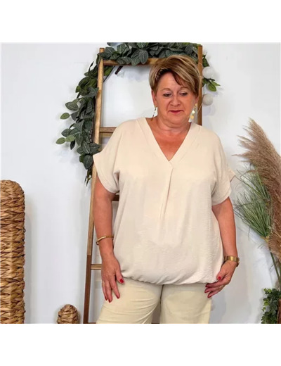K189- Blouse boule unie (Tu) 🇮🇹 (beige)