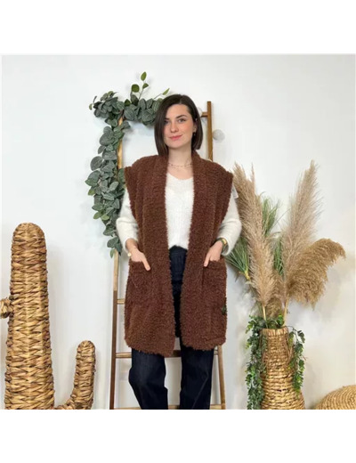 K673- Gilet sherpa (Tu) (marron)