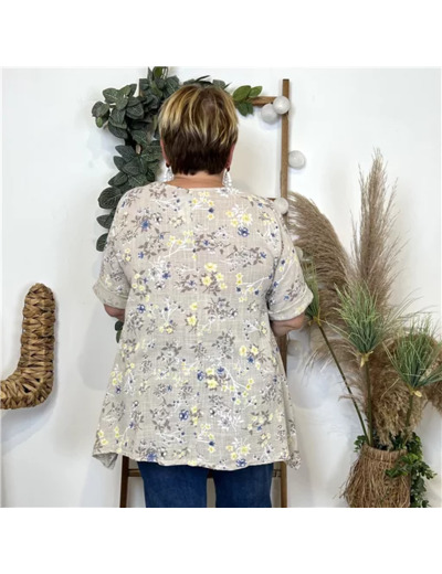 L468- Tunique coton Fleurettes (Gt) 🇮🇹 (beige)