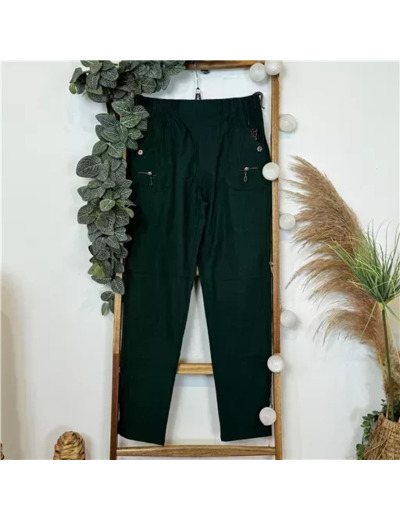 T580- Pantalon confort zips (T38-T52) (vert sapin)