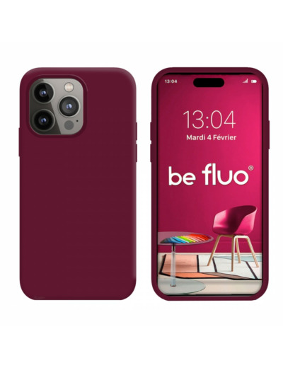 Coque Silicone Moxie BeFluo Fine et Légère pour iPhone 14 Pro Max, Intérieur Microfibre - Lie de vin