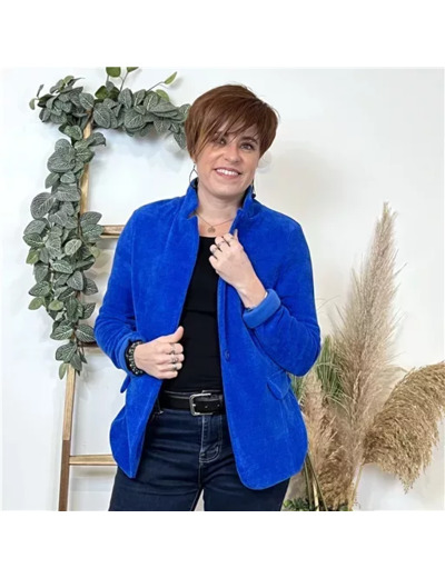 K887- Blazer velour “Italie” (T38-T44) (bleu royal)
