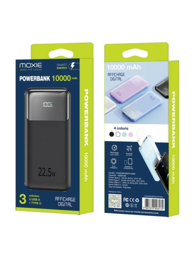MOXIE Batterie de secours avec affichage digital capacité 10000 mAh