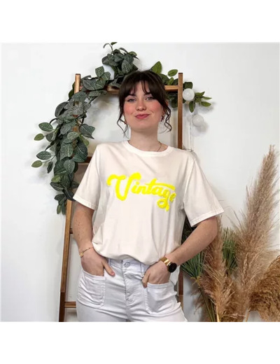 K406- T-shirt Vintage (Tu) (jaune)