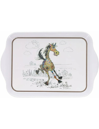 KIUB Mini Plateau avec des animaux - motif Cheval - mélamine de qualité - Taille Mini 14*21 CM