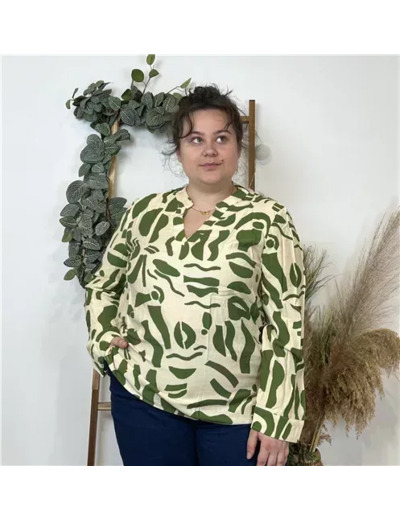 K612- Blouse marbrée « Akoz » (kaki)
