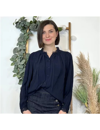 K572- Chemise Y'Coo "Bohême-Chic" (T34-T40) (marine)
