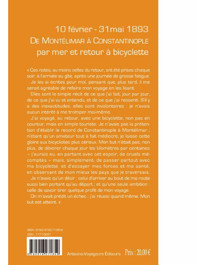 DE MONTELIMAR A CONSTANTINOPLE EN BATEAU ET RETOUR A BICYCLETTE