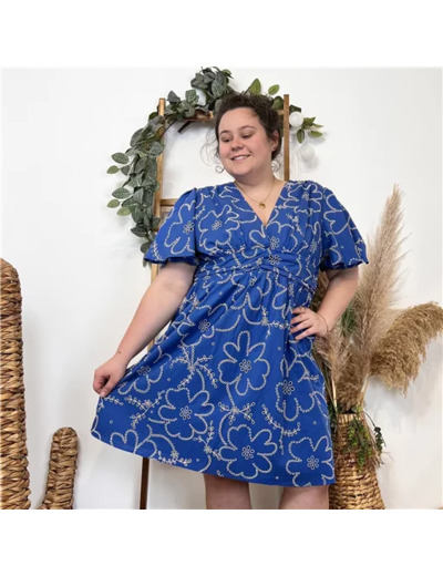 K458- Robe Maëlle (T40-T48) 🪷 (bleu indigo)